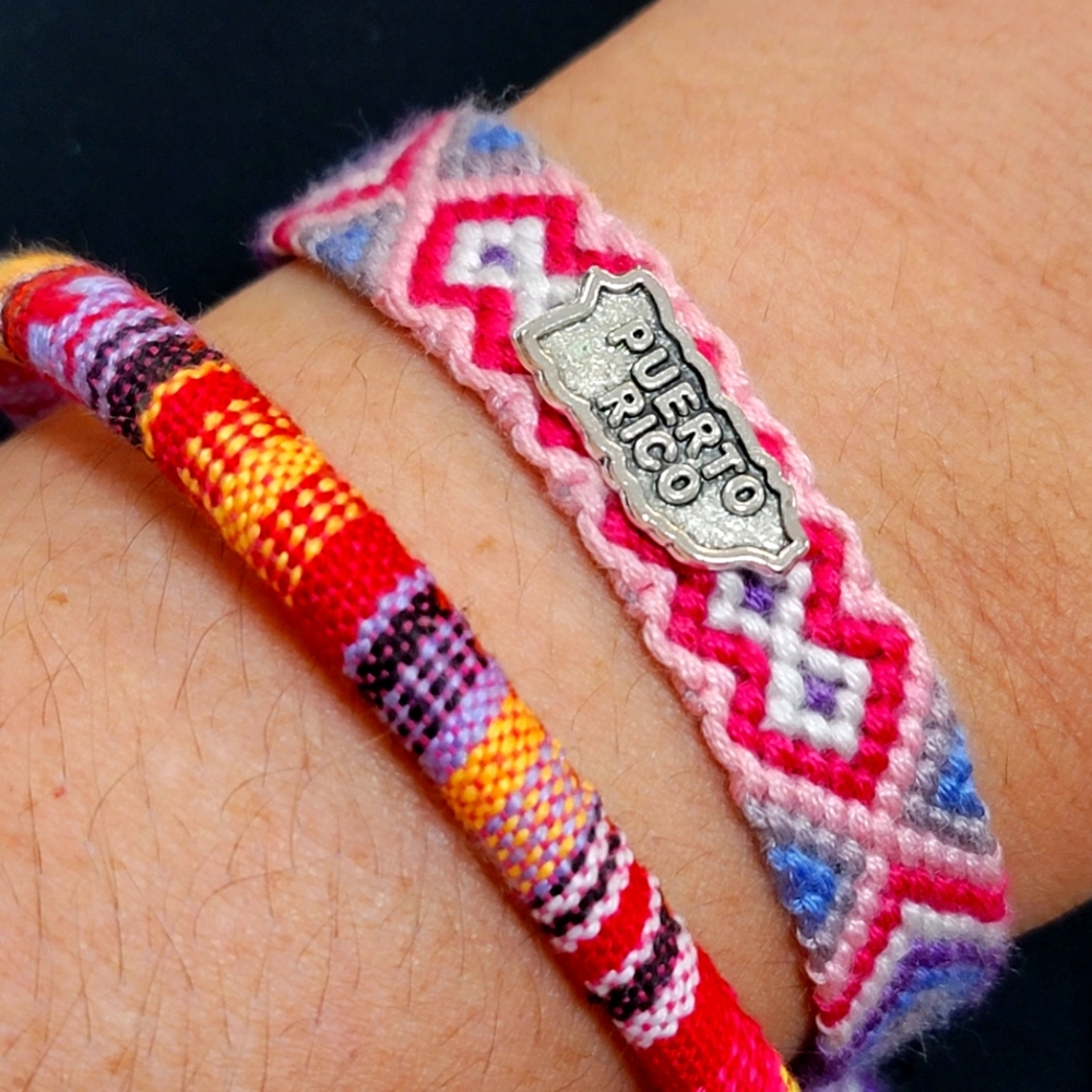 Puerto Rico map macrame bracelet